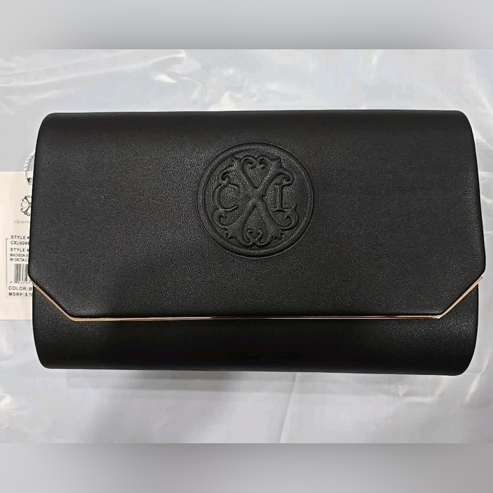 CXL By Christian Lacroix Black Clutch With Detachable Chain